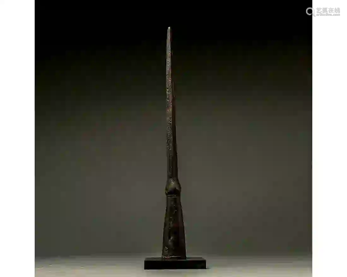 VIKING IRON SOCKETED SPEAR HEAD ON STAND