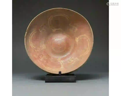 RARE INDUS VALLEY PLATE WITH IBEX AND SWASTIKA PATTERNS