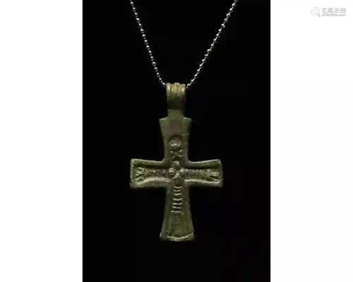 CRUSADERS ERA BRONZE DECORATED CROSS PENDANT