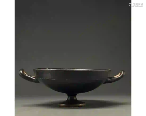 GREEK SOUTH ITALIAN FOOTED KYLIX WITH HANDLES