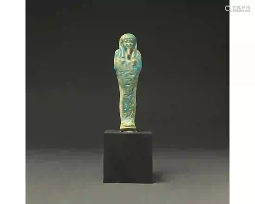 EGYPTIAN FAIENCE USHABTI ON STAND