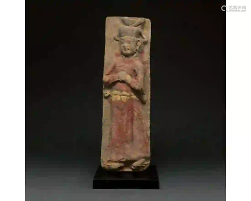 CHINA, SONG DYNASTY BRICK WITH ATTENDANT