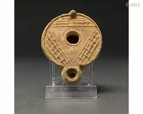 ROMAN TERRACOTTA OIL LAMP WITH DECORATION