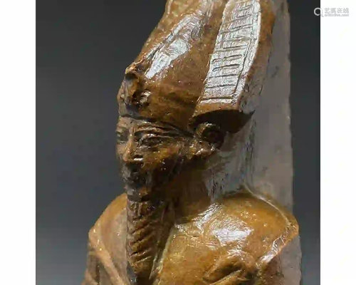 EGYPTIAN SEATED STONE OSIRIS- MUSEUM EXHIBITED