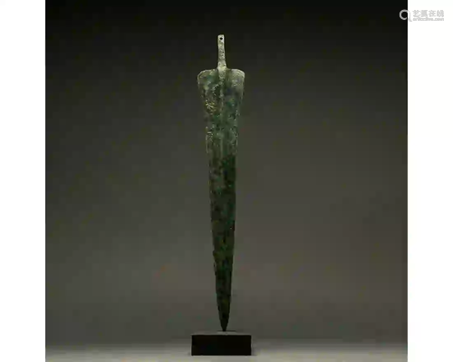 ANCIENT BRONZE SWORD ON STAND