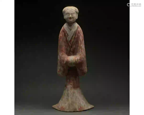HUGE CHINESE HAN DYNASTY POTTERY LADY - TL TESTED
