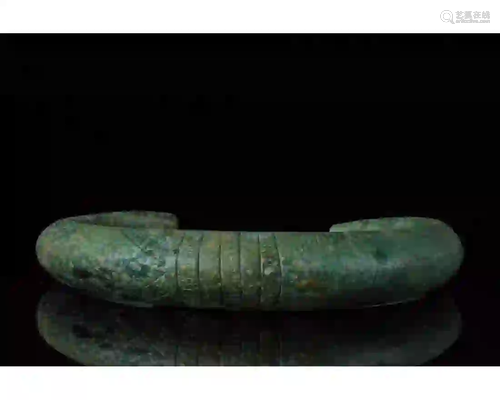 BRONZE AGE DECORATED BRACELET - STUNNING PATINA