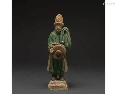 CHINA, MING DYNASTY GLAZED POTTERY FIGURE