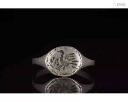 MEDIEVAL SILVER RING WITH MYTHOLOGICAL CREATURE