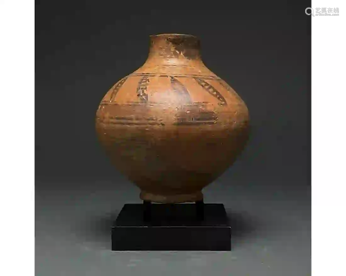 UNUSUAL CANAANITE PAINTED POTTERY VESSEL