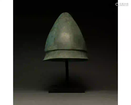 RARE ETRUSCAN NEGAU STYLE BRONZE HELMET - XRF TESTED