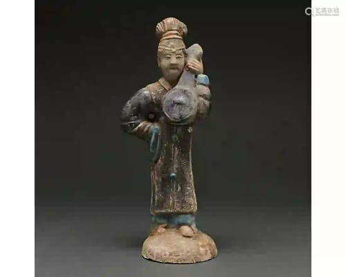 CHINA, MING DYNASTY GLAZED POTTERY LADY