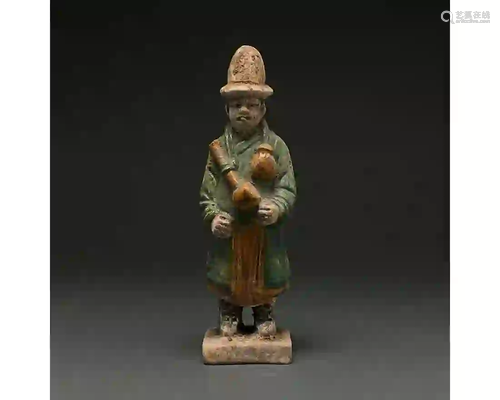 CHINA, MING DYNASTY GLAZED POTTERY FIGURE