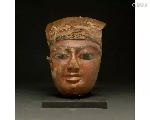 EGYPTAIN PAINTED WOODEN MUMMY MASK