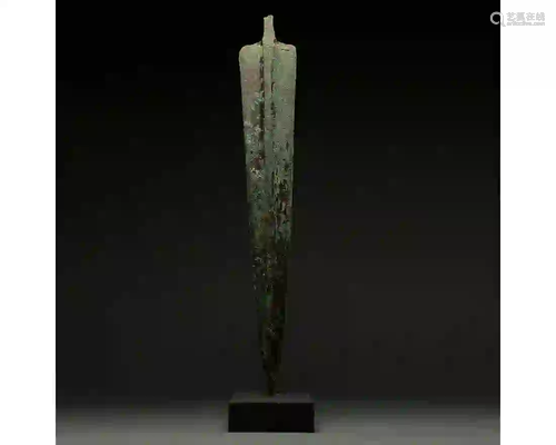 ANCIENT BRONZE SWORD ON STAND