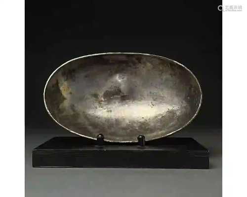 RARE SASSANIAN SILVER BOAT SHAPED VESSEL