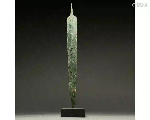 ANCIENT BRONZE SWORD ON STAND