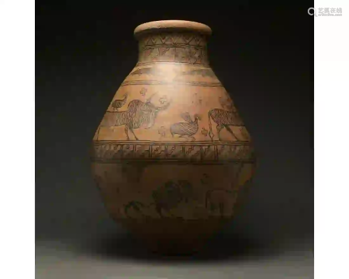HUGE INDUS VALLERY POTTERY VESSEL WITH ANIMALS