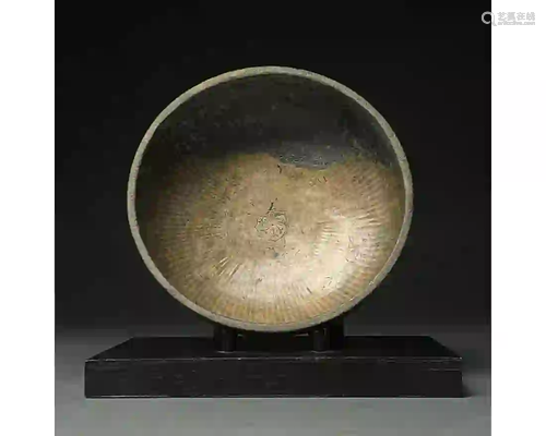 LARGE WESTERN ASIATIC BRONZE DECORATED BOWL