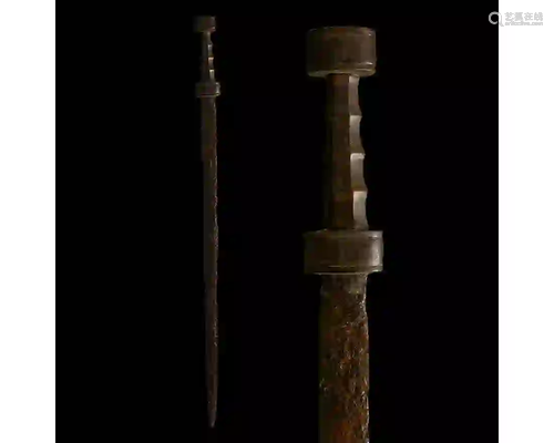 ROMAN IRON SPATHA SWORD WITH BONE HANDLE