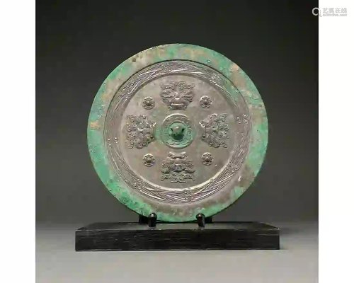 TANG DYNASTY BRONZE MIRROR-XRF TESTED