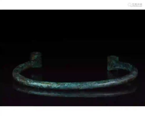 BRONZE AGE COILED NECK TORC - SUPERB PATINA