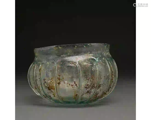 RARE ROMAN GLASS RIBBED JAR