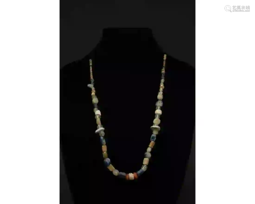 ROMAN GLASS AND STONE BEADED NECKLACE - WEARABLE