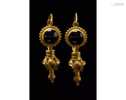 ROMAN GOLD AND GARNET EARRINGS