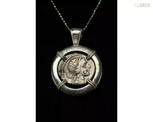 JULIUS CAESAR DENARIUS COIN PENDANT - PAX ROMANA BRA…