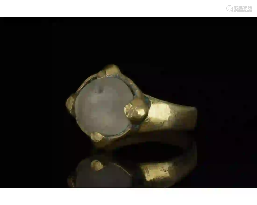 VIKING AGE SILVER GILT RING WITH GEM