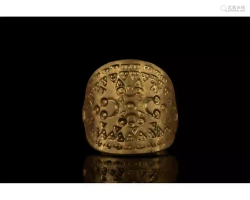 LARGE DECORATED VIKING GOLD RING - XRF TESTED