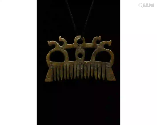 VIKING ERA BRONZE HAIR COMB PENDANT