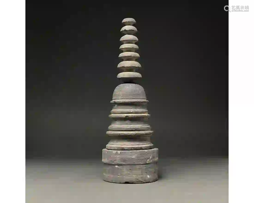 GANDHARA DARK GREY SCHIST STUPA