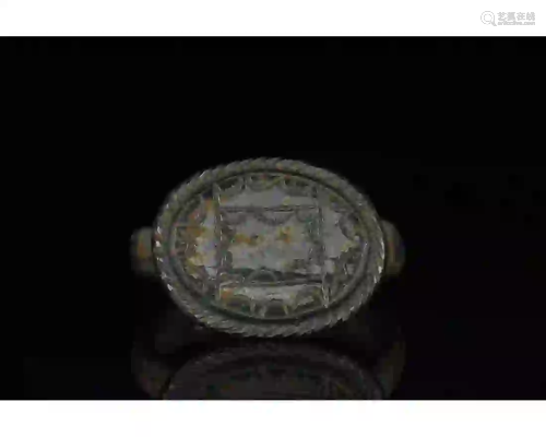 ROMAN SILVERED BRONZE DECORATED RING