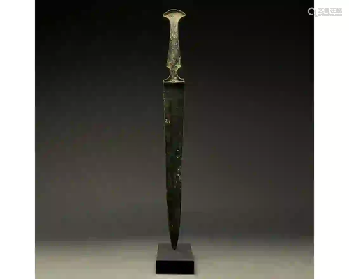 SUPERB ANCIENT BRONZE SWORD WITH HANDLE