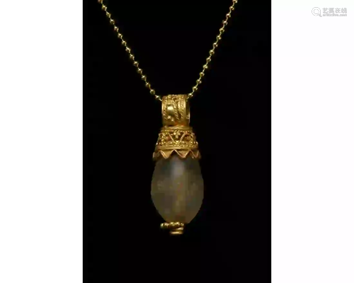 GREEK HELLENISTIC GOLD AND ROCK CRYSTAL PENDANT