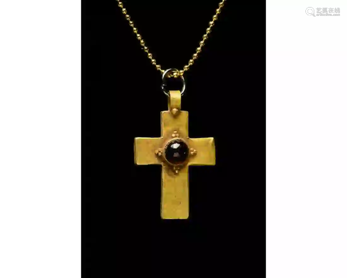 MEDIEVAL GOLD AND GARNET CROSS PENDANT