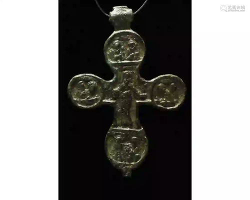 LARGE MEDIEVAL BRONZE CROSS PENDANT