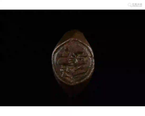 MEDIEVAL BRONZE RING WITH LION