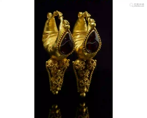 LARGE GREEK HELLENISTIC GOLD EARRINGS