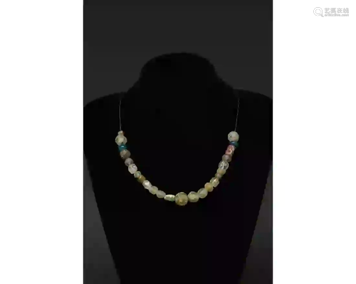 ROMAN GLASS AND STONE BEADED NECKLACE - WEARABLE