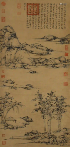 CHINESE PAINTING OF SCENERY ALONG THE RIVER