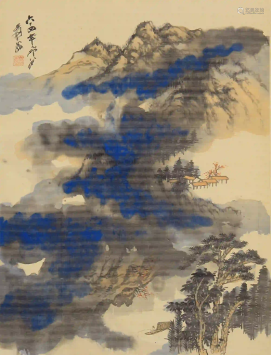CHINESE LIGHT COLOR INK PAINTING OF LANDSCAPE