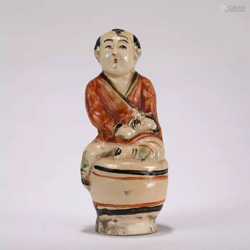 CHINESE CIZHOU WARE COLORED CERAMIC FIGURINE