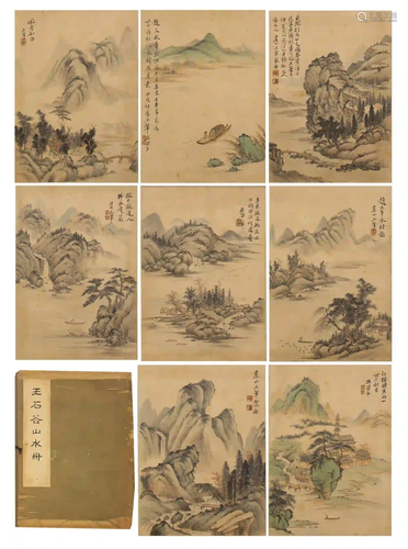 CHINESE ELEVEN PAGES LIGHT COLOR INK PAINTING ALBUM OF