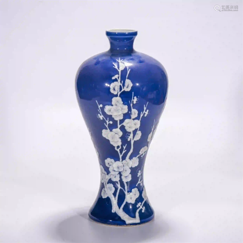 CHINESE ICEBLUE GLAZE WHITE PLUM BLOSSOM MEIPING