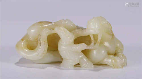 CHINESE HETIAN JADE CARVED FIGUER AND CAMEL DESIGN