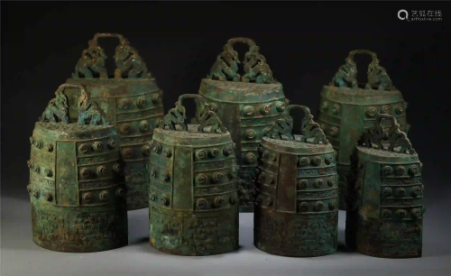 CHINESE BRONZE MUSICAL INSTRUMENT, CHIME BELLS