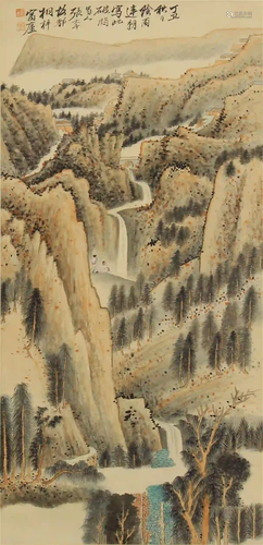 CHINESE LIGHT COLOR INK PAINTING OF AUTUMN MOUNTAIN …